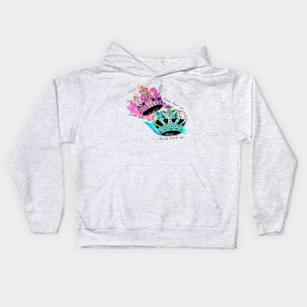 Crown Tattoo Kids Hoodie by Kate Stacy